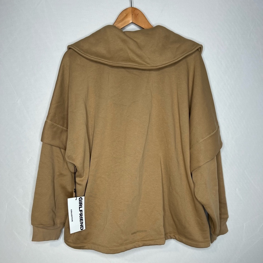 NWT Girlfriend Collective Light Brown Macie Two-Way Zip Layered Jacket Size XXXL - Picture 7 of 12